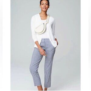 EUC J. Jill Blue and White Linen Blend Gingham Crop Pants in Women's XL Petite
